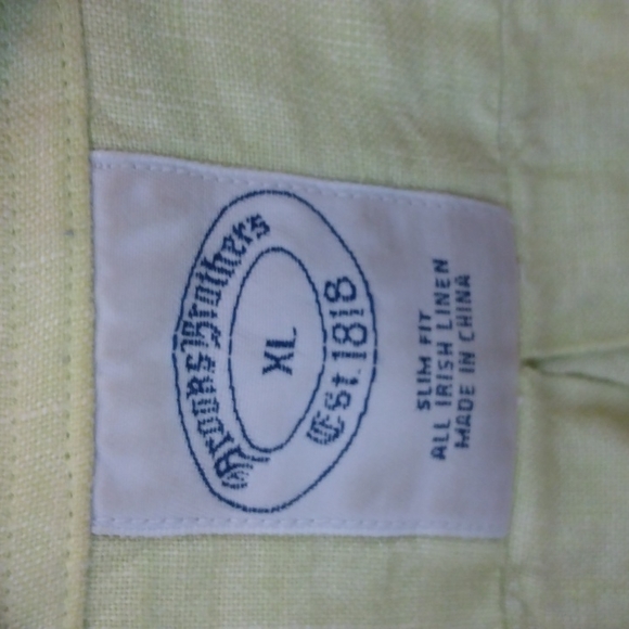 Brooks Brothers XL Slim Fit Pastel Green Irish Linen Shirt - Picture 5 of 11